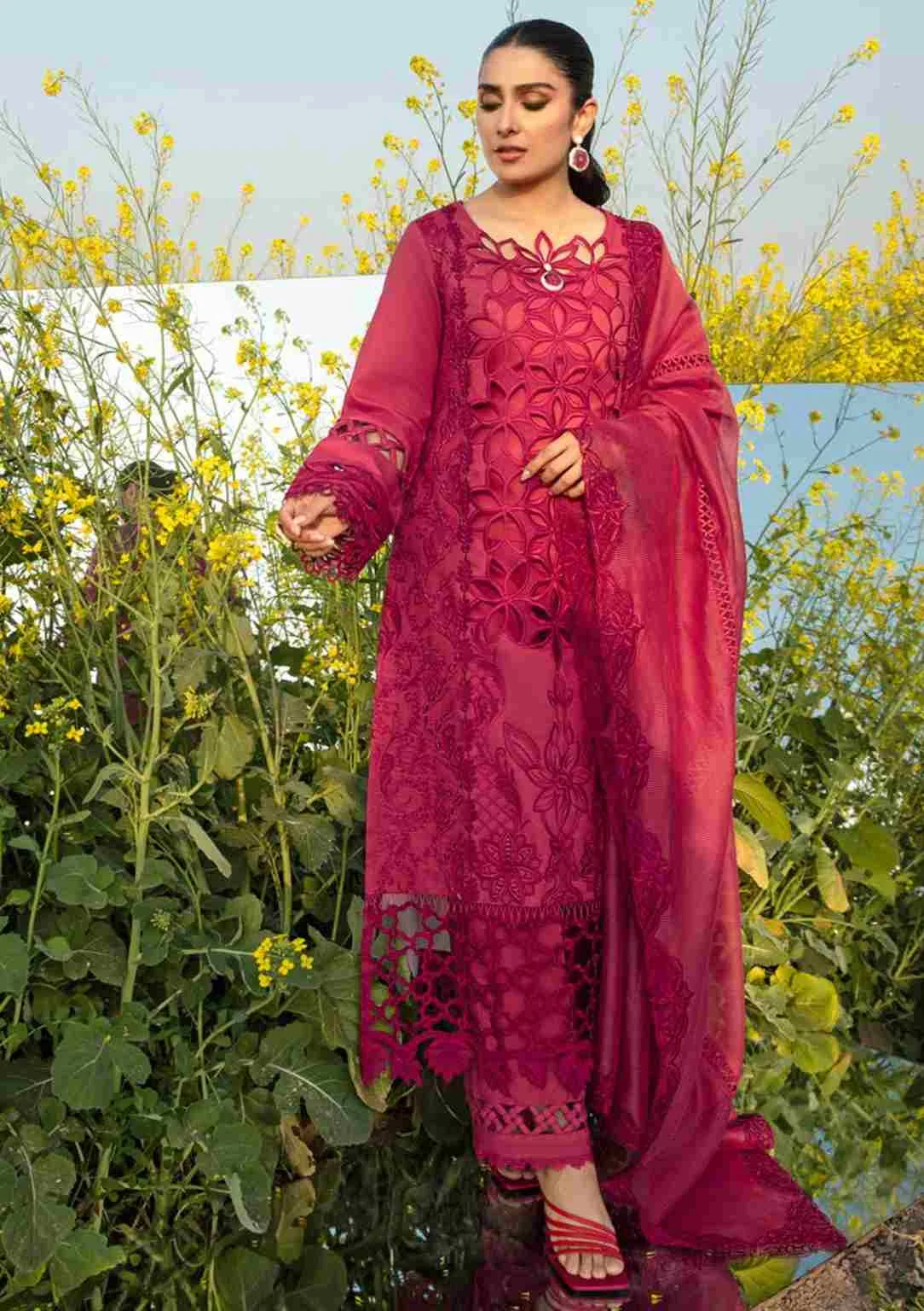 Rang Rasiya Red Luxury Lawn Collection Replica
