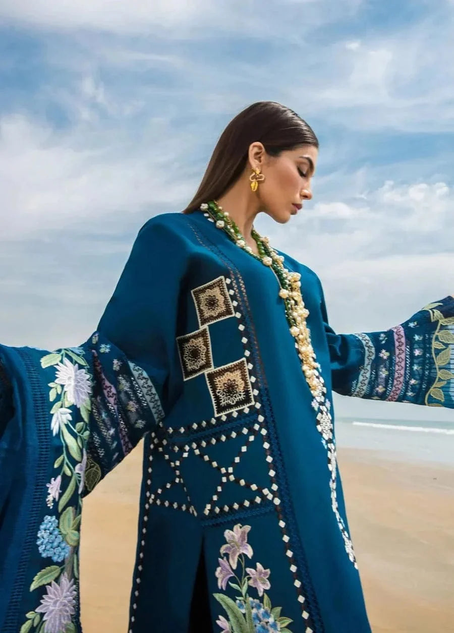 CRIMSON NEW BLUE CHIKANKARI LUXURY LAWN COLLECTION