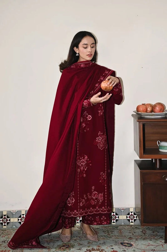 Zaib Red Luxury Lawn Collection