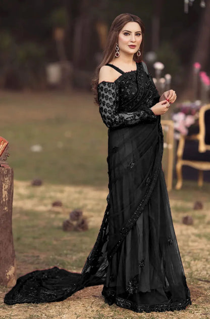 Shazia Kiyani BLACK GLAM Net Saree