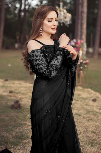 Shazia Kiyani BLACK GLAM Net Saree
