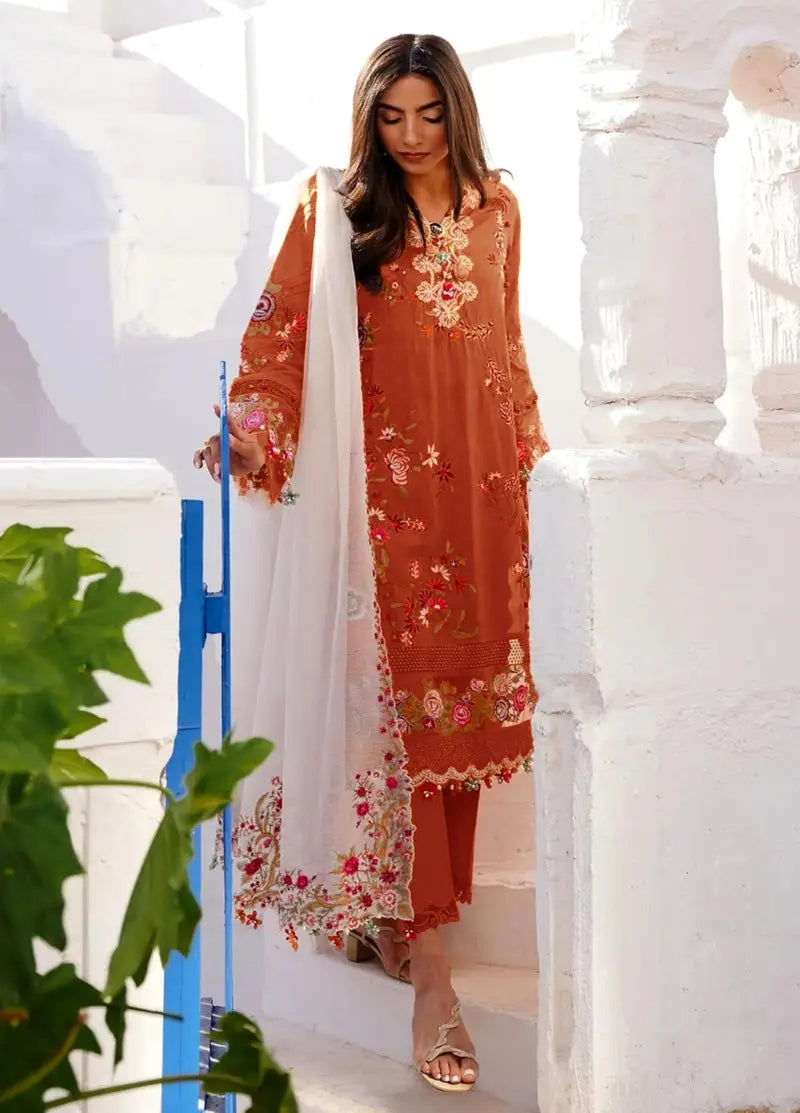 Sana Safinaz Peach Embroidered Luxury Lawn Collection
