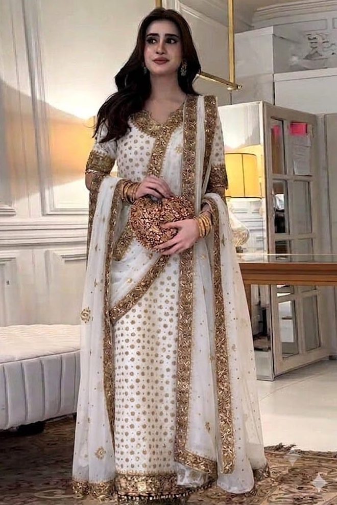 Haris Shakeel White Bridal Chiffon Collection