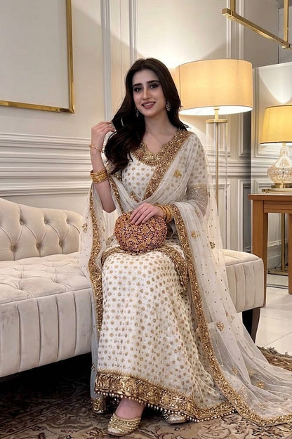Haris Shakeel White Bridal Chiffon Collection