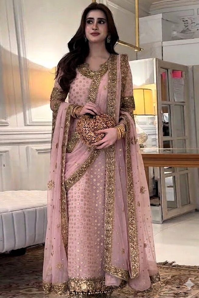 Haris Shakeel Pink Bridal Collection Chiffon