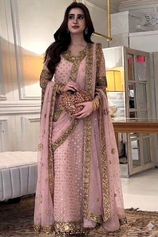 Haris Shakeel Pink Bridal Collection Chiffon