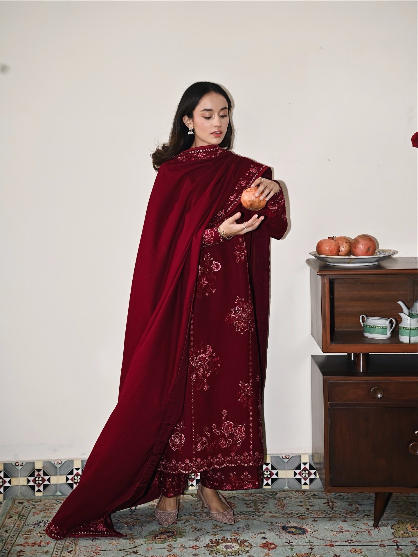 Zaib Red Luxury Lawn Collection Replica