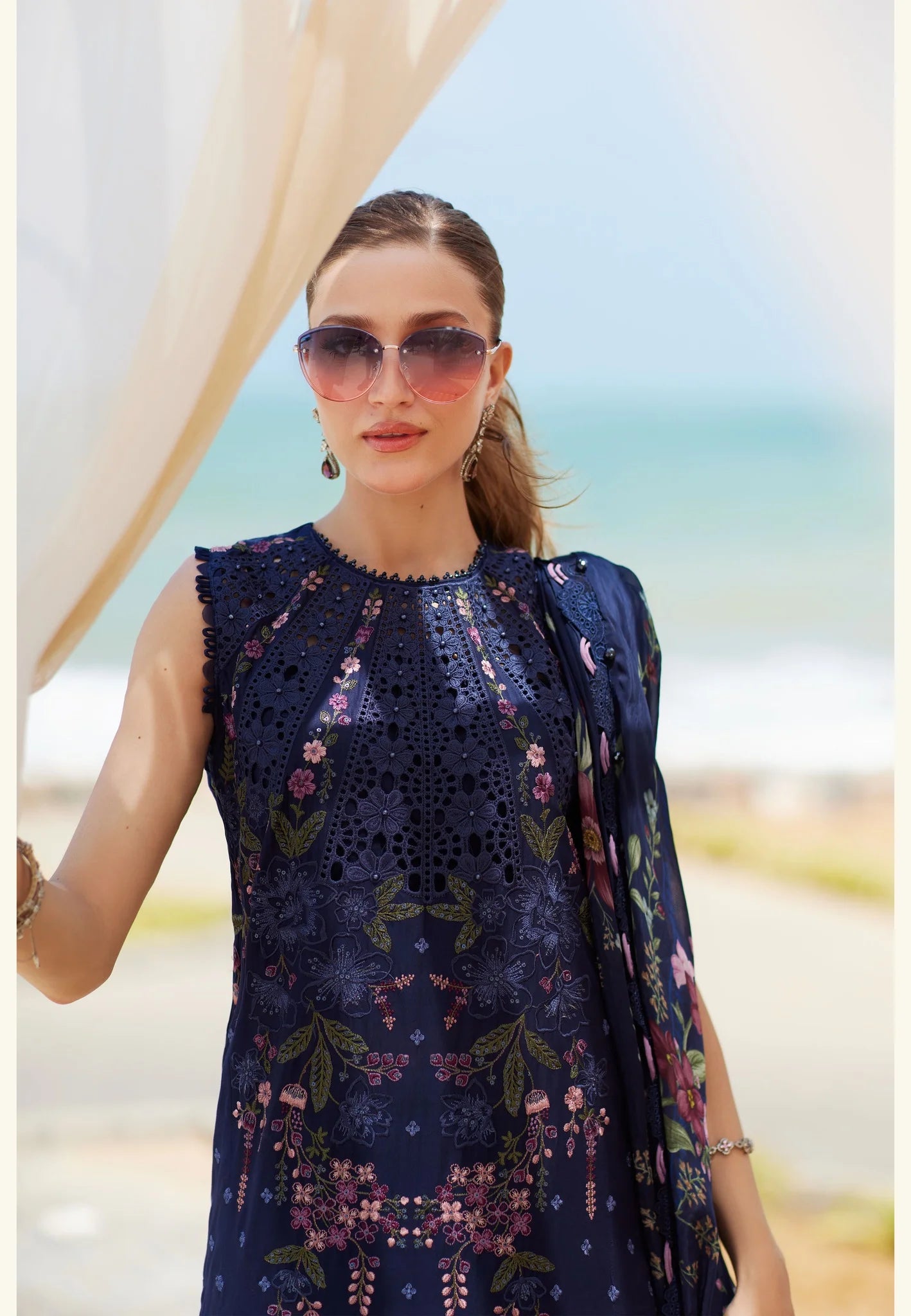 Maria B Navy Blue Luxury Lawn Collection Replica