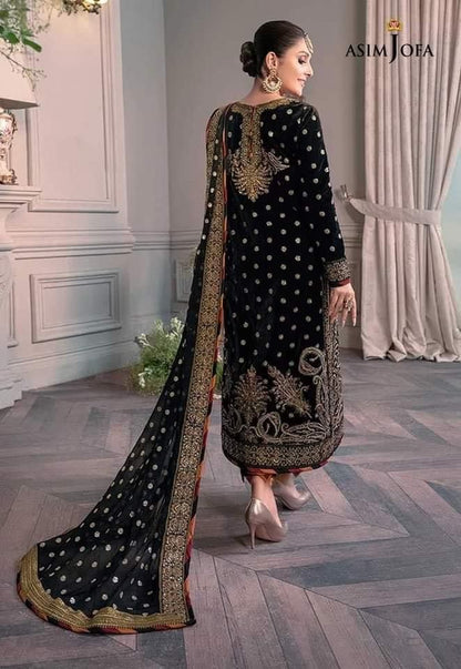 ASIM JOFA  Velvet Festive Wedding Collection Black