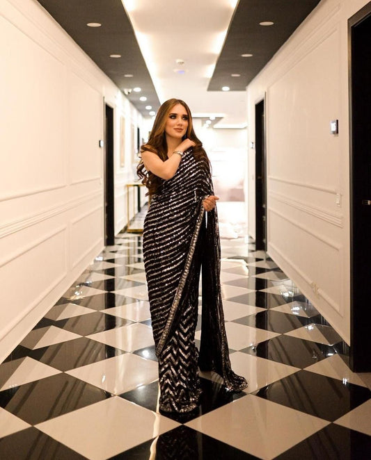 JZ TEXTILE SAREE BLACK