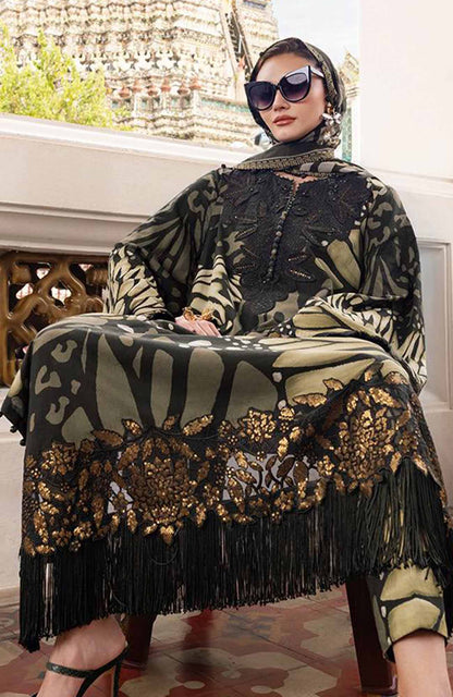 Maria.b Luxury Silk Collection - Olive Green & Black