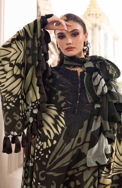 Maria.b Luxury Silk Collection - Olive Green & Black