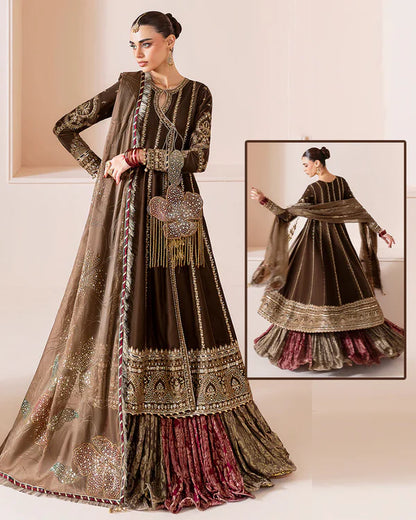 Jazmin Luxury Embroidered Velvet Wedding Collection- Brown