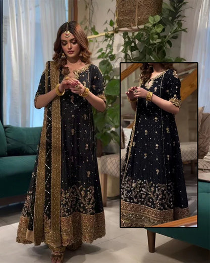 Haris Shakeel Luxury Addawork Formal Wedding Collection-Black