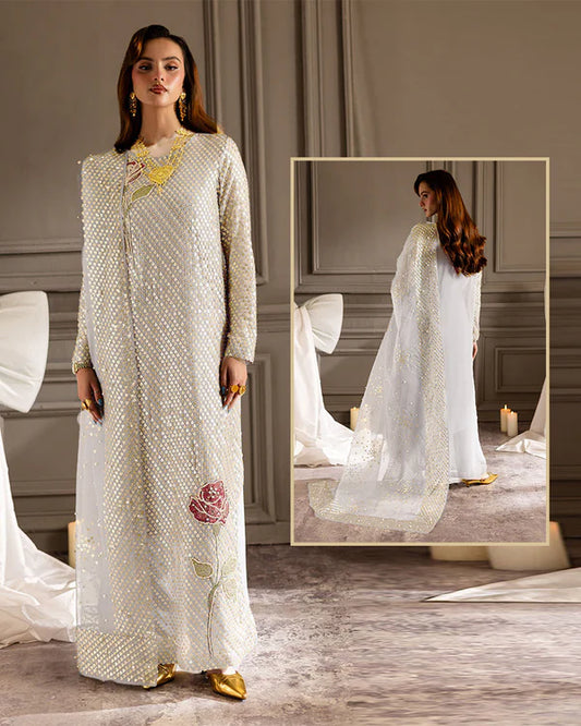 Nureh Luxury Formals Embroidered Wedding Collection-Off White