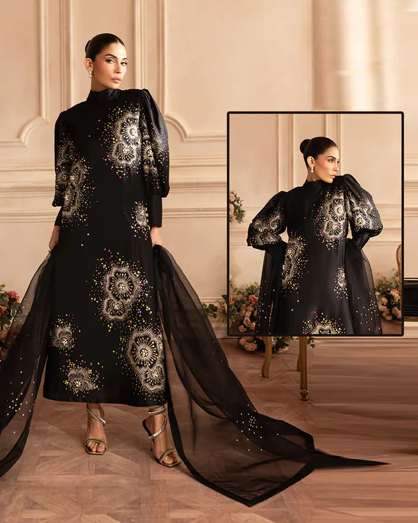 Vanya Luxury Hand Embellished Addawork Formal Wedding Collection-Black