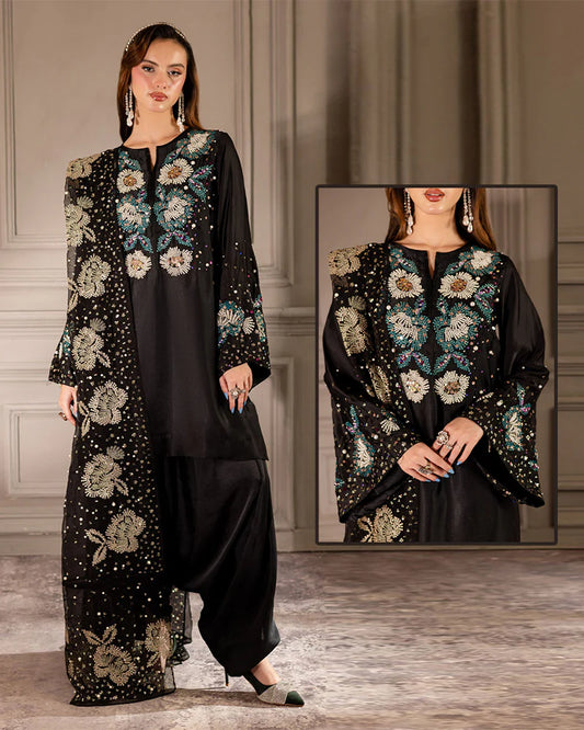 Nureh Luxury Festive Luxury Lawn Collection -Black
