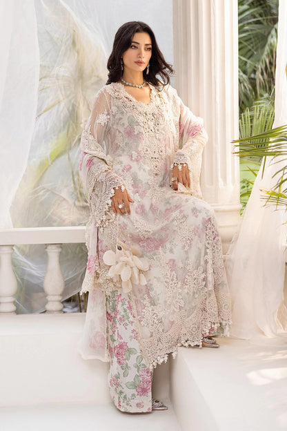 Maria.B Chiffons Latest 2025 Luxury Formals Collection- Off White Flora