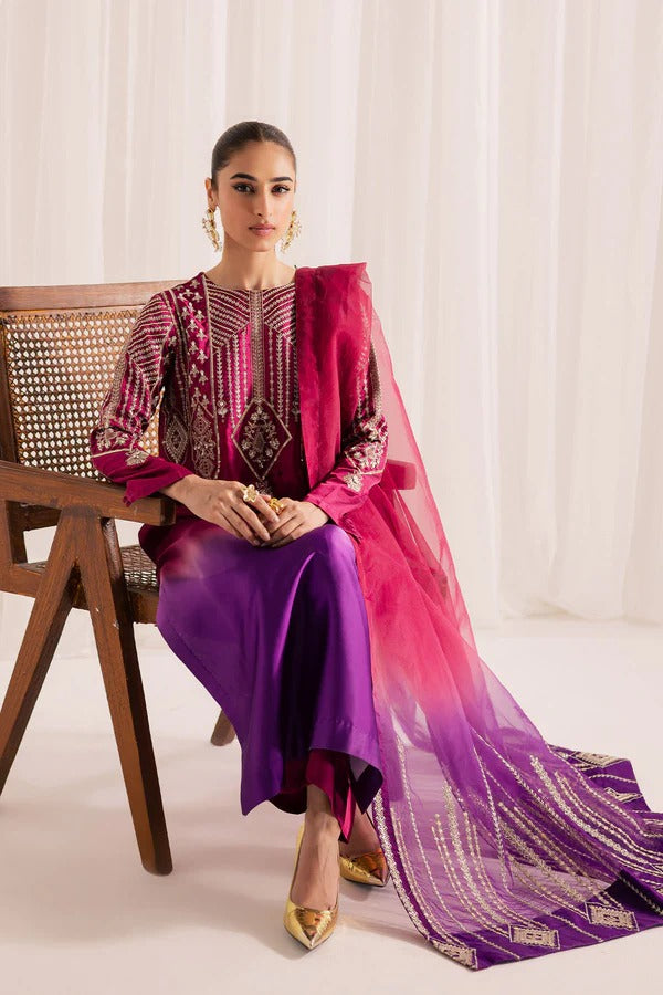 Nureh Luxury Silk Ombre Collection - Purple & Pink Double Shaded