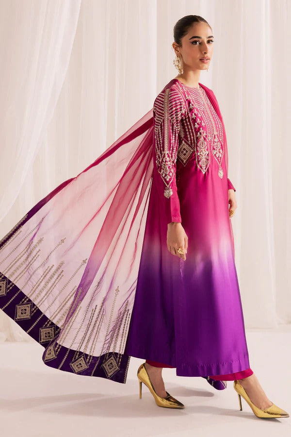 Nureh Luxury Silk Ombre Collection - Purple & Pink Double Shaded