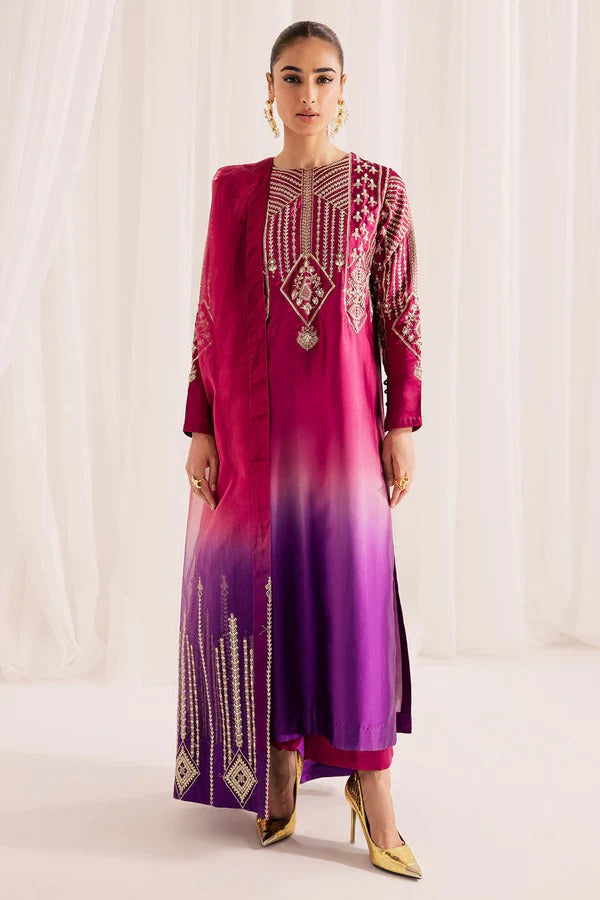 Nureh Luxury Silk Ombre Collection - Purple & Pink Double Shaded