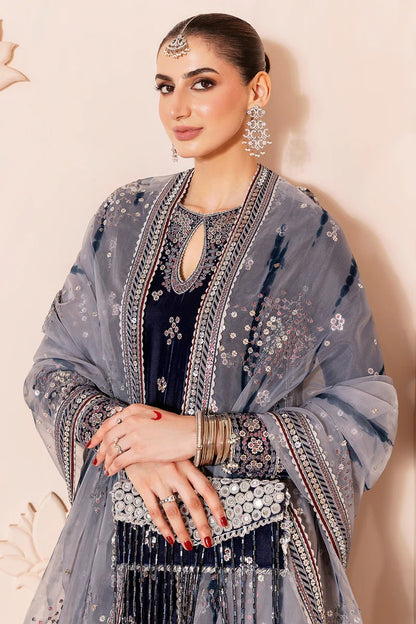 Jazmin Chandani Luxury Embroidered Velvet Wedding Collection- Navy Blue