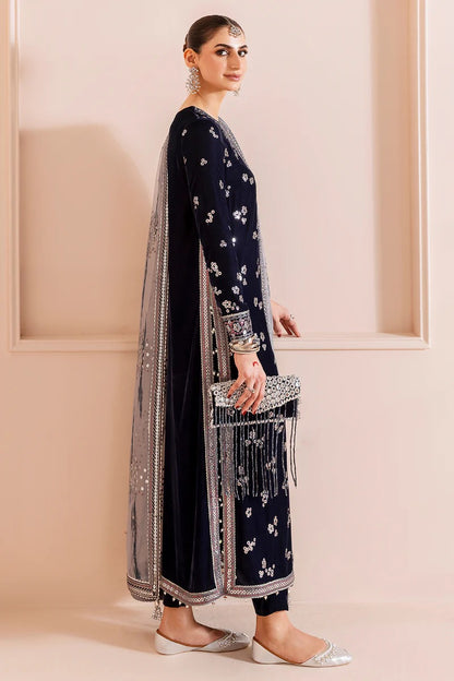 Jazmin Chandani Luxury Embroidered Velvet Wedding Collection- Navy Blue