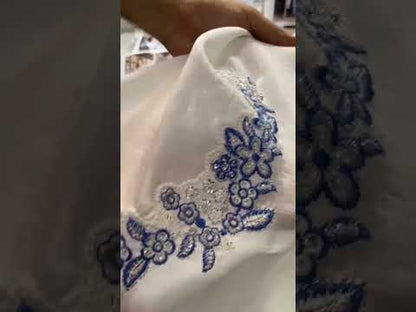 Hussain Rehar The Scent Luxury Pret  Formals Collection- Off White & Ice  Blue