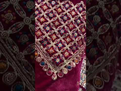 Jazmin Luxury Chandani Embroidered Velvet Wedding Collection- Berry Pink