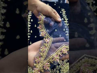 Kaida Luxury Addawork Velvet Wedding Collection- Blue