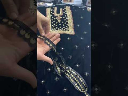 Jazmin Luxury Embroidered Velvet Wedding Collection- Black