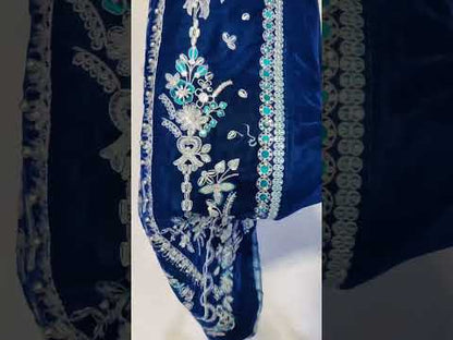 Aneela's Luxury Embroidered Velvet Wedding Collection- PURPLE