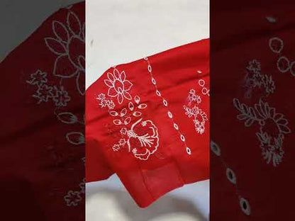 Zaib Red Luxury Lawn Collection Replica