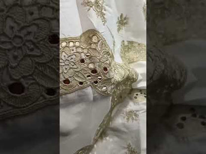 Maria.B Cotton Luxury Chikankri Forml Collection- Off White
