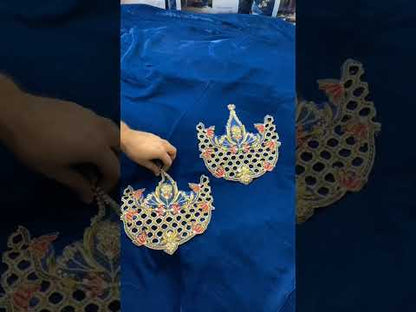 Aneeka Ruknuddin Luxury Formals Velvet Hand Embellished Wedding Collection- Teal Blue