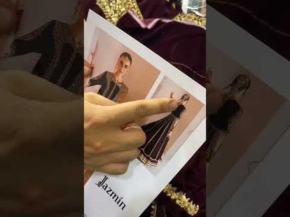 Jazmin Chandani Luxury Velvet Wedding Collection- Maroon Maaxi